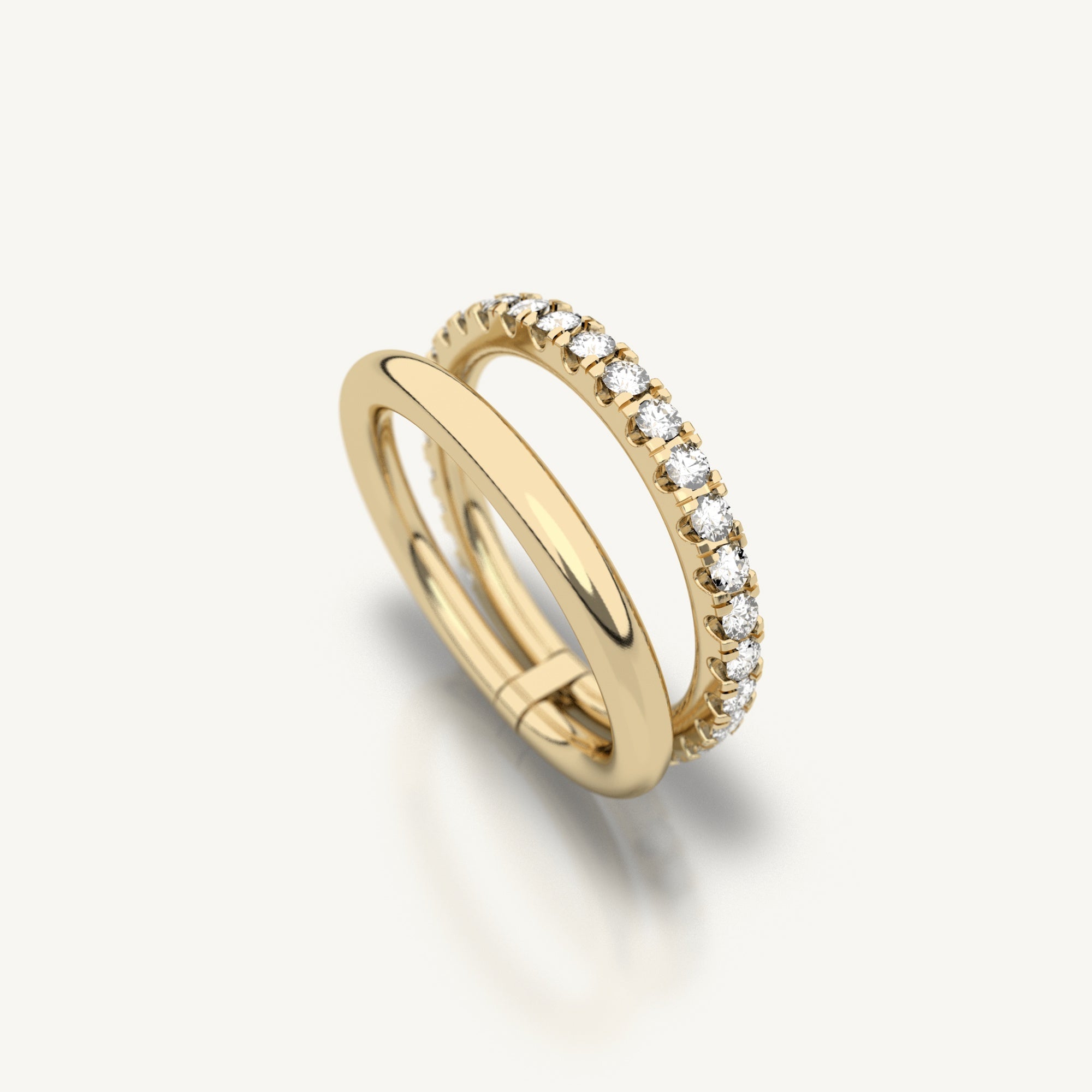 Yellow gold ring made from 18k recycled gold and lab grown diamonds