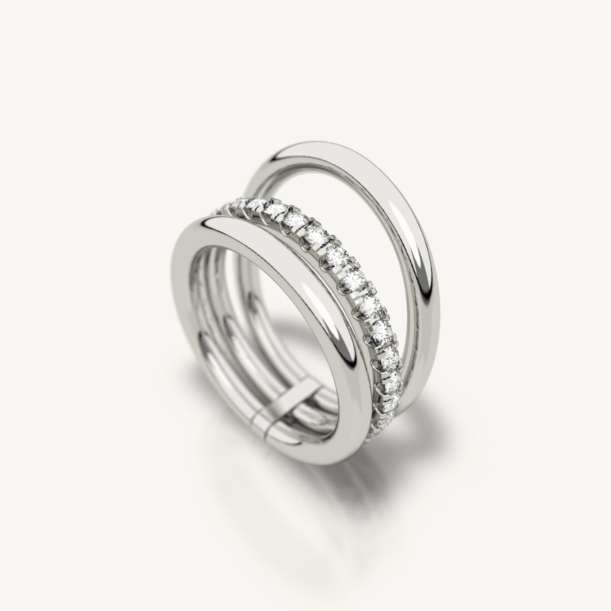 Trio ring from Inacio made from 18k recycled white gold and lab grown diamonds