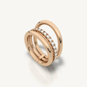 Trio ring from Inacio made from 18k recycled rose gold and lab grown diamonds