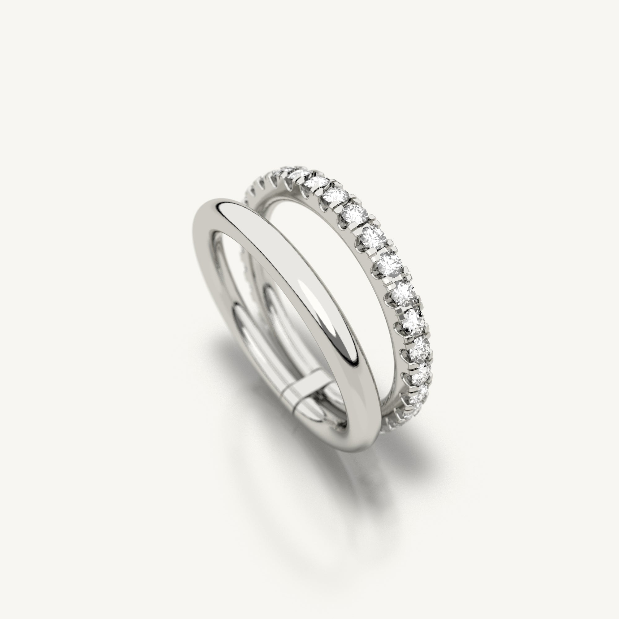 Duo ring from Inacio made from 18k recycled white gold and lab grown diamonds