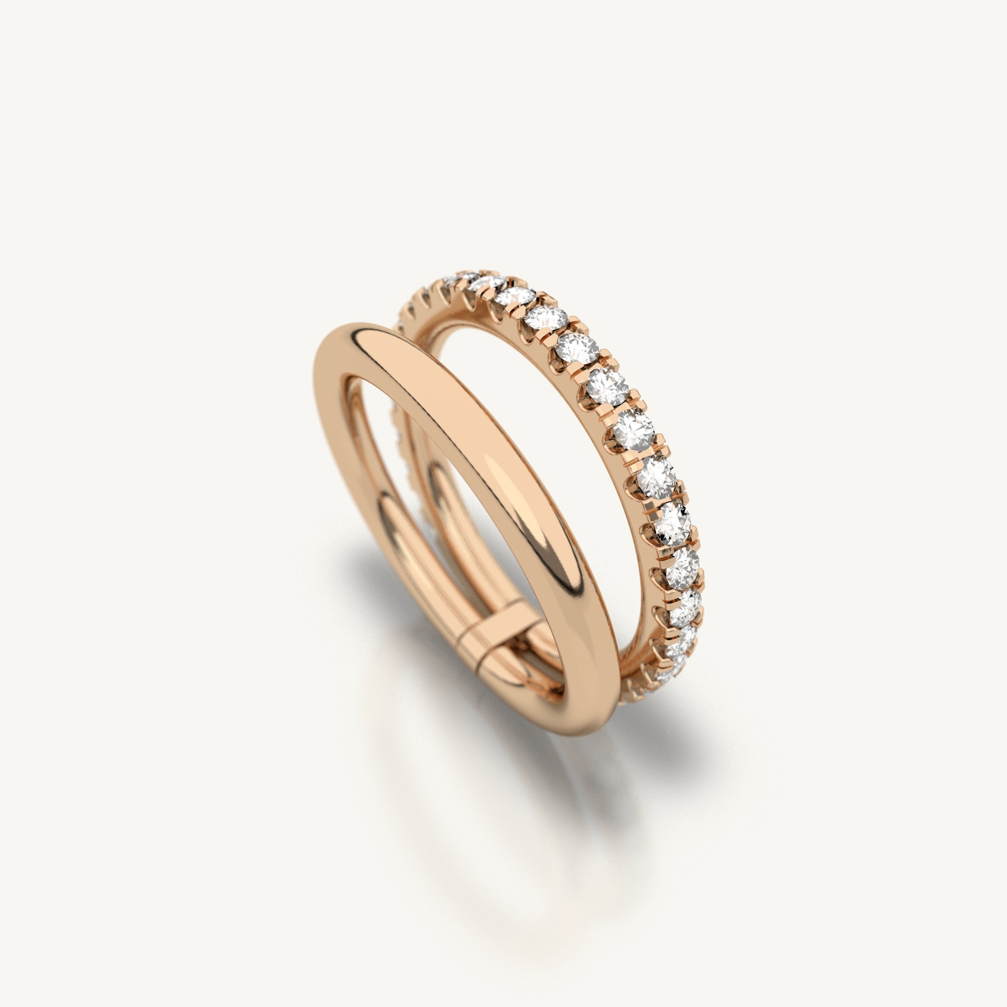 Duo ring from inacio made from 18k recycled rose gold and lab grown diamonds