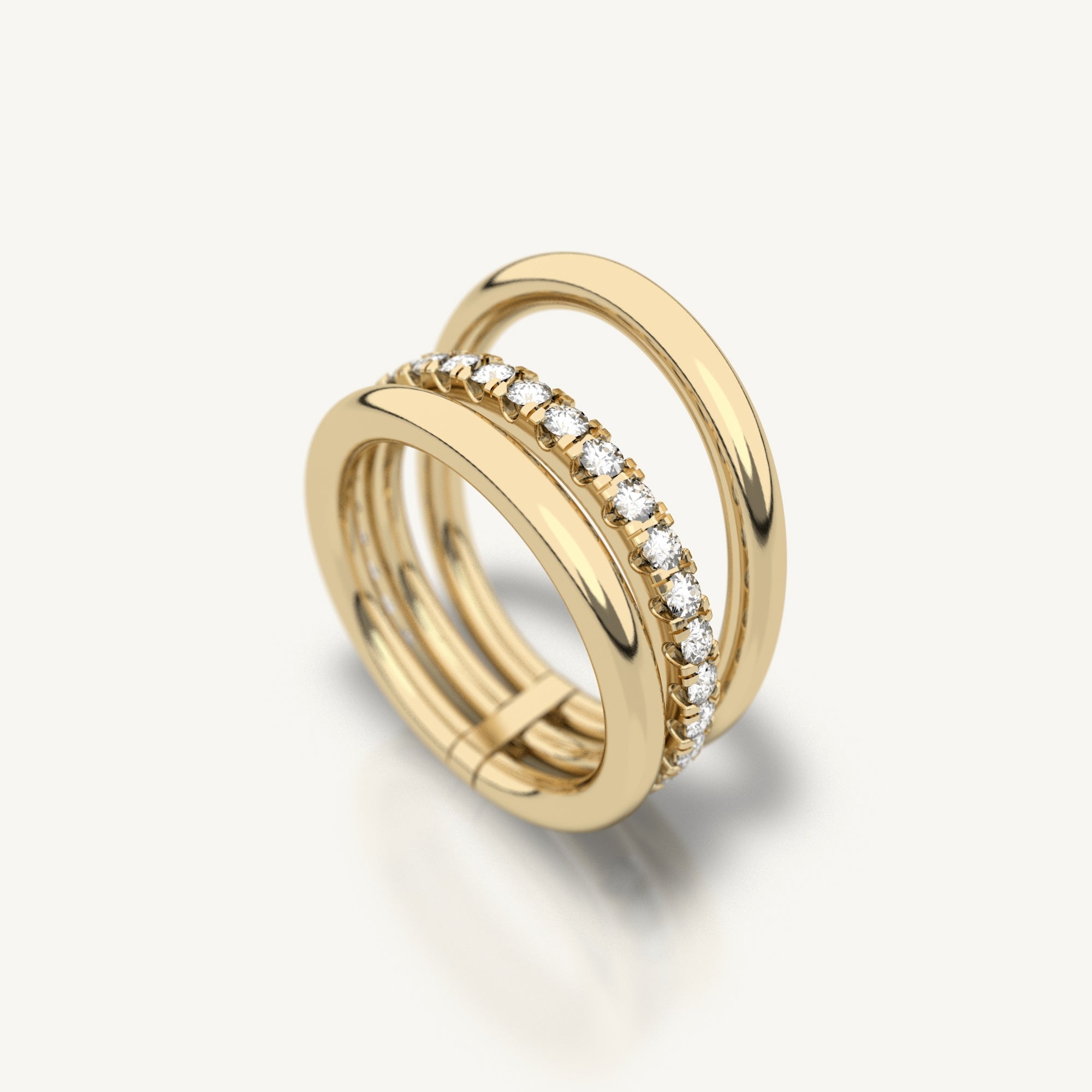 Yellow gold ring made from 18k recycled gold and lab grown diamonds